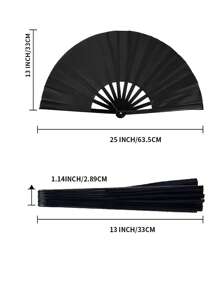 1 PEÇA Leque Manual Dobrável Preto Grande, Leque de Casamento, 33 cm, Estrutura de Plástico ABS Espesso, Leque Manual Dobrável Grande para Mulheres, Leque Dobrável Grande Ventilador Retrô de Náilon, Leque Decorativo de Kung Fu Tai Chi Dança, Adequado para Tai Chi Artes Marciais, Adereços de Dança, Presentes de Feriado de Jogos de Futebol, Presentes de Aniversário, Decorações de Festa, Concertos, Carnavais, Temporada de Formatura
