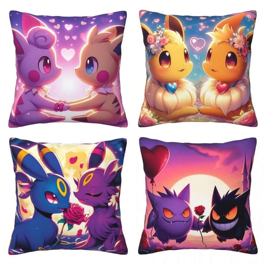 pokemon 1/4pcs Cartoon Pokemon Pikachu Eevee Printed Pillow Cover