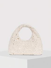 Hollow Floral Woven Bag Bohemian Beach Bag Holiday Casual Bag (Pattern Random)