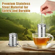 Tea Strainers For Loose Tea, Extra Fine Mesh Tea Infuser, 304 Stainless Steel & Updated Slim Threaded Lid, Tea Strainers Teas Infuser Strainer Filters For Teas, Tea Infuser Strainer - Stainless Steel Strainers For Loose Leaf Tea, Steeper, Fine Mesh Ball Holder With Chain Hook And Lid, Reusable Filter Bags Diffusers, Loose Leaf Tea Steeper For Black Tea