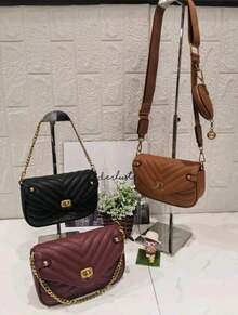 Asaloog WOMEN'S CROSSBODY BAG WITH COIN PURSE AND CHAIN HAND STRAP DC-819 - Camel - View 4