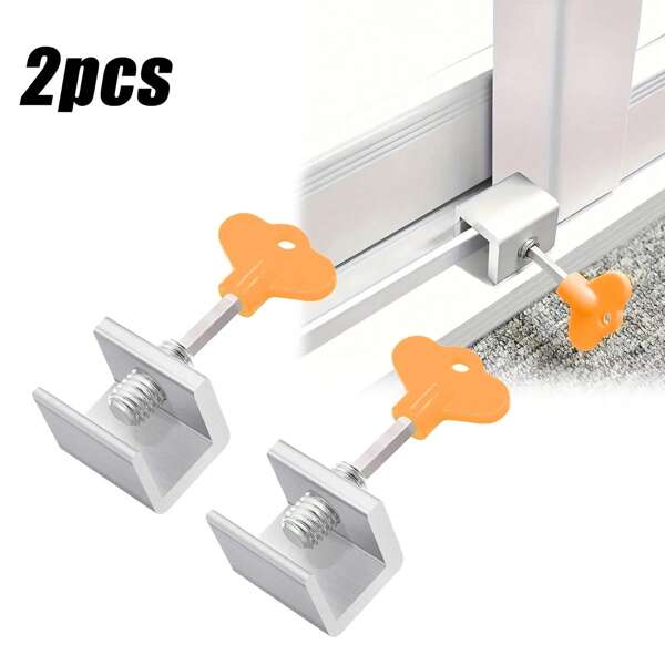 2 Fensterrahmen-Sicherheitsschlösser aus Aluminiumlegierung mit Schlüssel, verstellbar für Heim- und Büronutzung