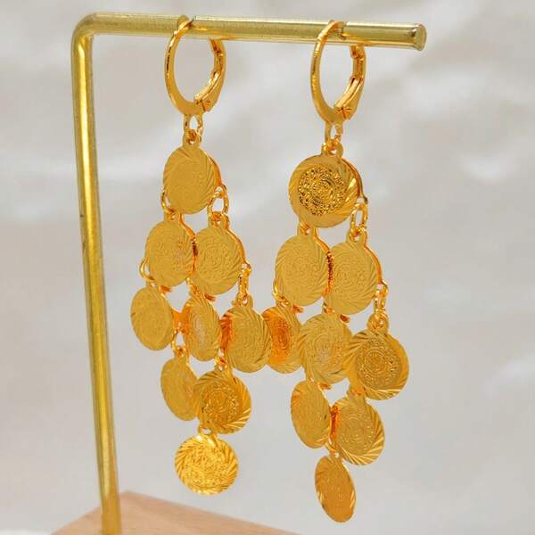 Aretes dorados chapados en oro, pequeños y redondos, joyería de moda para mujer, regalos, aros, perforaciones, accesorios de pendientes de oro