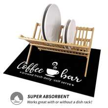 1pc Home Decor, Coffee Cup Printed Drain Mat, New Absorbent Kitchen Counter Drying Pad, Kitchen Dish Drying Mat - Dish Pad, Soft Diatomite Non-Slip Quick Dry Mat, Suitable For Kitchen Counter, Coffee Maker, Espresso Machine, Etc.