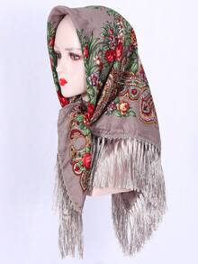 1pc Women's Traditional Print Headscarf Shawl, Versatile Warm Dust-Proof Face Cover Scarf, Women Everyday Head Wrap For Dress - Multicolor - View 25