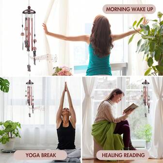 Carillon vintage a forma di angelo con 4 tubi in alluminio, carillon decorativo appeso, da appendere all'interno o all'esterno, in giardino, balcone o veranda, regalo per amici e famiglia