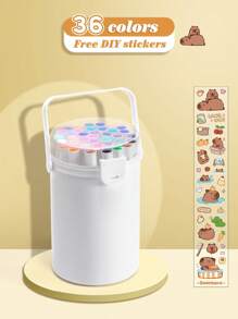 12/24/36/48colors Capybara Acrylic Marker Pen, Art DIY Graffiti Pens,Suitable For DIY Art Painting, Waterproof Quick Drying, Student Art, Animation, Painting And Sketching, Painting Supplies, Back To School,School Supplies,Free DIY Stickers(Two Pens With Different Printing Appearances Are Randomly Sent)