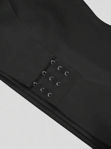 1 pieza Camiseta sin tirantes de unicolor con cierre delantero, copa suave y cubiertas para pezones desmontables para mujer, se debe usar con las cubiertas para pezones