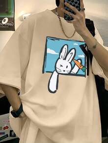 200g Cotton T-Shirt 2025 Men's New Short-Sleeved Cotton Vacation Pattern Short-Sleeved Crew Neck Matching Look