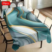 1 / 20 piezas Mantel moderno de lujo, mantel con diseño de rayas de múltiples colores, cubierta de mesa rectangular de poliéster, lavable a máquina, perfecto para decoración de primavera y verano, fiestas, cocina y uso al aire libre - regalo ideal para inauguración de casa y días festivos