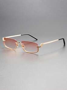 男女通用无框金属时尚眼镜，经典复古风格时尚眼镜，适合夏季派对、休闲街头摄影和节日礼物矩形色调 - 彩色 - 查看 7