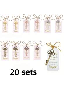 10 Sets Of Gift Sets For Key Bottle Openers, Including Thank-You Labels And Key Bottle Openers, Very Suitable Well As Small Gifts For Weddings, Birthdays, Parties, And Decorations