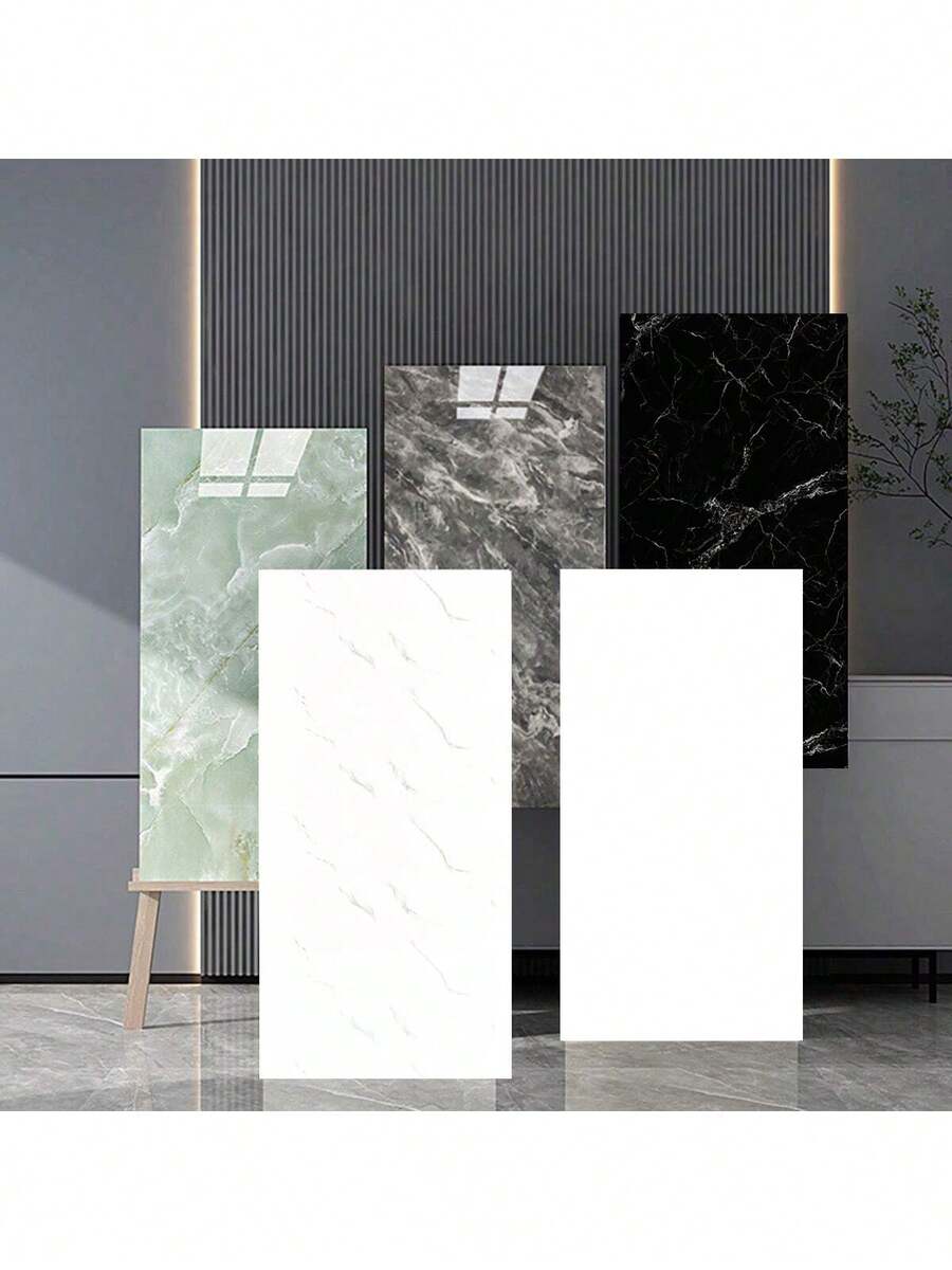 10 件现代白色大理石剥离粘贴瓷砖防溅板，厨房/浴室自粘乙烯基防溅板，易于搭配的设计，23.62X11.81 英寸 - 彩色 - 查看 1