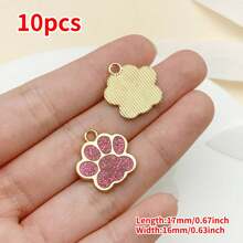 Mix de 10 peças de pingente de pata de gato com gotejamento de óleo em ouro antigo de 17x16 mm, face única, adequado para colar, pulseira, brinco, acessórios para fabricação de joias
