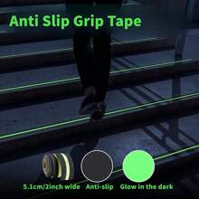 5M (16,4ft) leuchtband im dunkeln Anti-Rutsch-Tape | Selbstklebendes fotolumineszierendes Griffband für Treppen, Badezimmer und Poolstufen | Abrasives PVC-Bodentape - 1 Rolle reicht für 10-15 Standardstufen