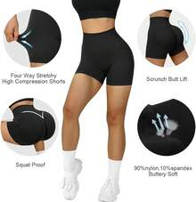 Shorts de cintura alta sin costuras para entrenamiento - 3" Rojo - Ver 4