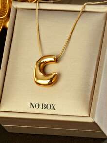 1 件时尚不对称 3D 粗字母吊坠项链，18K 镀金不锈钢，女士新款时尚不对称字母珠宝配饰 - 金黃色 - 查看 22