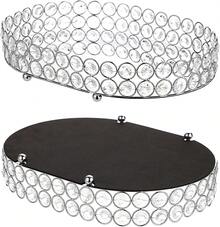 Crystal Vanity Tray Mirrored Dresser Perfume Trays For Makeup Tray Cosmetic Skin Care Storage, Jewelry Trinket Organizer Tray For Bathroom Countertop Home Decor (Medium, Silver) - Silver - View 8