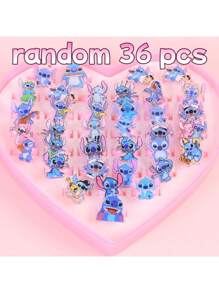 Disney Anillo de Dibujo Animado de Stitch de Disney - Regalo de Joyería Adorable de Alien para Niños y Fans, Regalo para Volver a la Escuela, Accesorio de Moda Temático