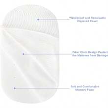 JSHGVBaby Bassinet Mattress Pad 15 X 30x 0.8 Waterproof Oval Replacement Pad With Removable Washable Mattress Coverr71of1of - White - View 3