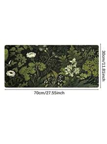 1pc Green Floral Pattern Rubber Anti-Slip Computer Laptop Office Gaming Mouse Pad