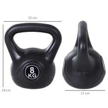 HOMCOM Kettlebell 8 kg, haltère avec poignée ergonomique, haltère à boule, musculation, entraînement, pour fitness, gym, noir - Noir - Voir 2