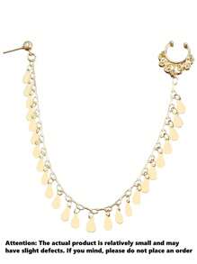 1 pièce PC Goutte d'eau Glands, Clous de nez sans perforation, Boucles d'oreilles mignonnes et cool, Anneaux de nez percés, Boucles d'oreilles intégrées en métal créatif, Accessoires de mode de mariée, Boucles d'oreilles de chaîne de nez de style bohème indien, Anneaux de nez, Boucles d'oreilles pendantes non percées