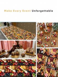 10pcs Small Charcuterie Boxes With Clear Lids,To Go Paper Mini Charcuterie Box, Square Disposable Paper Food Containers,5-Inch Dessert Boxes,Paper Bakery Boxes,Sandwich Box,For Cookies, Donuts, Muffins, Salad, And Pastry,Sushi, Cake Slice, Strawberries,Party, Wedding, Outdoors And Home Use - Multicolor - View 6