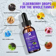 B BEWORTHS Elderberry Syrup | Quercetin Black Elderberry Liquid Drop With Quercetin, Panax Ginseng For Immune Support | Sambucus Elderberry With Vitamin C And Zinc, D3 | Vegan | Non-GMO | Original - 120ml (2pack) - View 2