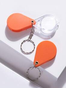 Compact Magnifying Glass Keychain, Foldable Portable Mini High Definition Magnifier Key Chain - Orange - View 4