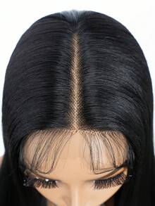 NOBLE Peruca Sintética Reta Preta Longa de 30 Polegadas com Frente de Renda, Peruca de Renda Feminina, Resistente ao Calor, Peruca para Cosplay - Multicolorido - Visão 7