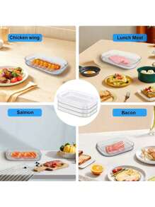 Recipiente de cocina de 3 capas, caja transparente sellada para mantener la frescura, recipiente apilable para almacenar rebanadas en el refrigerador para carne, queso, jamón, salchichas italianas, restos de alimentos, frutas y verduras, organizador de refrigeración de cocina, a prueba de fugas y reutilizable, recipiente para alimentos, organización y almacenamiento de cocina, al aire libre, camping, regalos de Halloween, Navidad, Año Nuevo