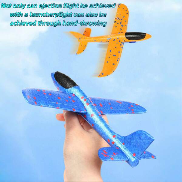 Avion jouet extérieur pour enfants de 3 à 14 ans, jouets de plein air pour garçons, 2 modes de vol, jouet planeur en mousse LED, lancement à un bouton pour un vol super long, convient comme cadeau d'anniversaire ou cadeau pour garçons
