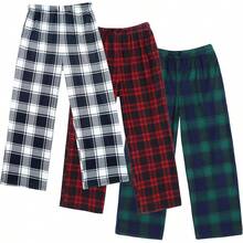 Boys Pajama Pants 3 Pack Sleep Pants Soft Elastic Waist Kids Pajama Bottoms Plaid Lounge Pants With 2 Pockets - B-模式10 - 查看 1