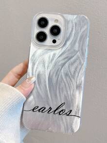 1 件定制简约 7 色银色姓名文字手机壳，厚透明防摔手机保护套适用于 、Galaxy A、S 系列