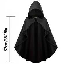 1件女士哥特式复古连帽斗篷披风，适合派对服装万圣节黑色斗篷春季 - 黑色 - 查看 4