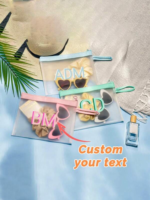 1pc Large Capacity Mesh Pencil Bag, Customizable Beach Vacation Storage Bag With Handle Back To School Season, School Supplies Frosted Document Bag Tpu Waterproof Handbag Test Paper Information Bag Pregnancy Test Storage File Ladies Large Capacity PVC Transparent Beach Bag, Handbag