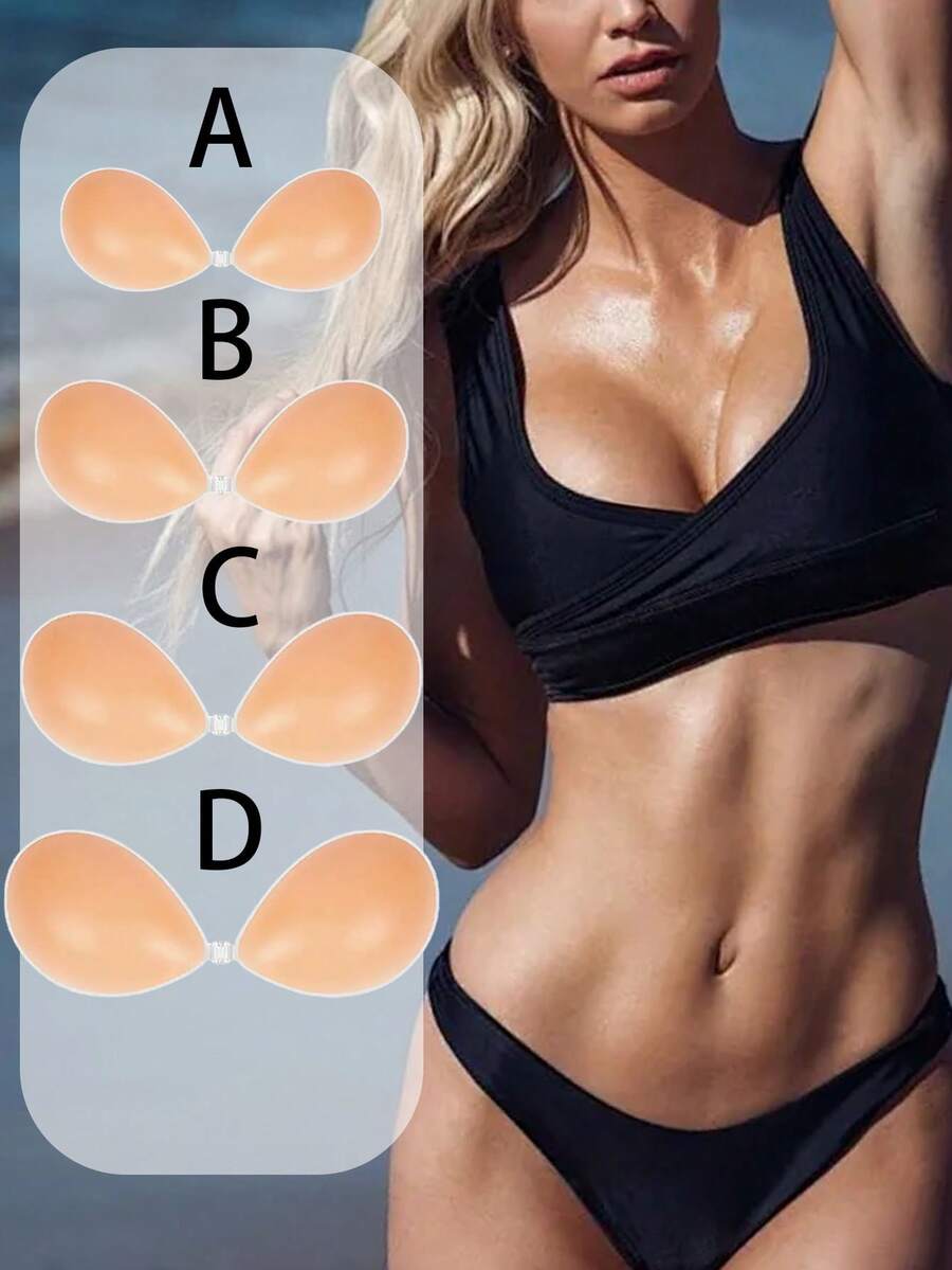 1Pc Invisible Silicone Strapless Push-Up Bra - Reusable, Self-Adhesive Front Closure, Seamless Chest Lift, Hand Washable, Non- Fabric - Women'S Lingerie Accessory, Strapless Bra Lift | Textured Surface | Seamless Design, Bras For Lingeri