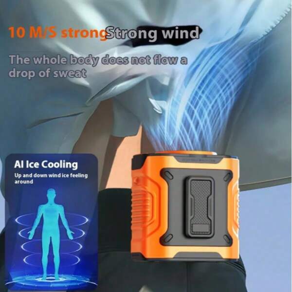 Ventilador de cintura portátil de 3600 mAh com clipe para cinto, resfriamento máximo de 24 horas, 10 velocidades de 12.000 RPM, ventilador de pescoço pessoal recarregável com clipe duplo e lanterna para acampamentos em locais de trabalho ao ar livre e viagens