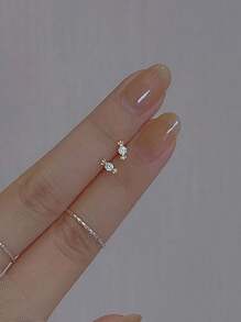 1 paire de mini boucles d'oreilles à clous en forme de bonbons avec des strass, petits modèles uniques pour le cartilage