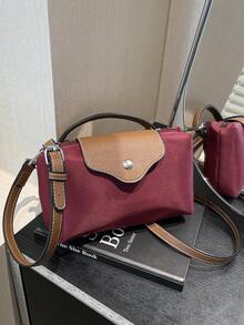 תיק יד אופנתי קטן מרובע, תיק כתף אופנתי ורב-תכליתי לנשים, תיק צד, ארנק מיני בצבע אחיד, מתאים לטלפון, מטבעות, שפתון, שימוש יומיומי, נסיעות - בורגונדי - ראה 5