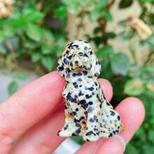 1 peça de cachorro de pedra natural manchada, filhote de labrador de de quartzo, decoração de cachorro manchado esculpido à mão, acessórios para casa, chakra de , cura de , limpeza espiritual, presente para homens, mulheres e crianças, dia dos namorados, 4 cm, tamanho de envio aleatório