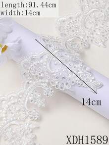XDH1589 Carcass Embroidery Lace Trim Handmade DIY Wedding Curtain Tablecloth Material Wedding Stage Decor Fabric/Length: 91.44-914.4cm - White - View 24