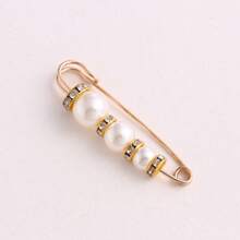 2 pièces/5 pièces Épingles de sûreté décorées de perles fausses, attache-ceinture à perles pour pantalon/robe, pour ajuster la taille, prévenir le relâchement, épingle de poitrine boucle de taille
