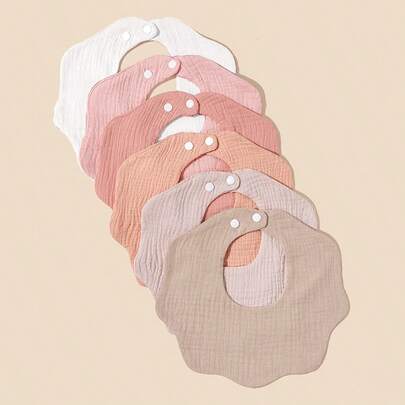 Set de 6 baberos para bebé con linda serie rosa, pañuelos de algodón puro suaves para la baba