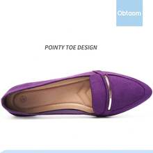 Obtaom Women's Pointy Toe Loafer Flat Faux Suede Work Shoes,Cute Penny Loafer Slip On Ballet FlatChristmas - 紫色 - 查看 3