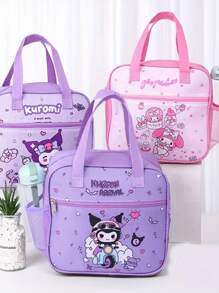 Sanrio 1 PC Sanrio Kuromi, HelloKitty Lunch Box Bag, Insulated Lunch Bag, Large-Capacity Lunch Box Bag, Storage Bag, Cartoon Theme Design Handbag, Suitable For Students, Offices, Outdoor Picnics, Various Uses, Non-Food Contact