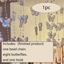 Bộ 6 rèm cửa treo hình bướm bằng Acrylic thủ công có đính ngọc trai dùng trang trí nhà cửa và phòng, hoàn thiện (1m) - Rèm cửa hình bướm Acrylic - Xem 6