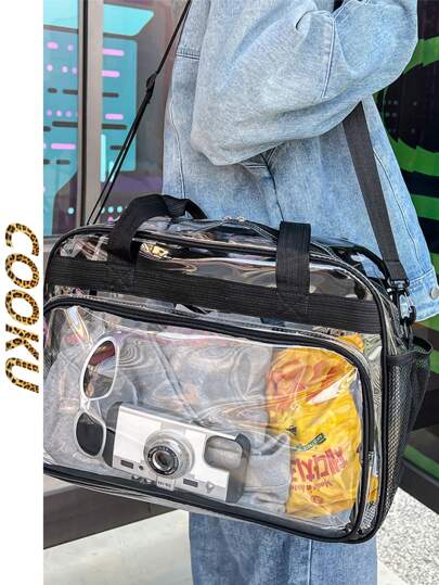 Bolsa de gelatina transparente de PVC, bolsa de mão portátil de grande capacidade para praia