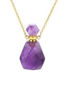 1PC Luxury Perfume Bottle Crystal Necklace For Women Natural Stone Faceted Bottle Pendant Healing Diffuser Pendant Jewelry Gift H672